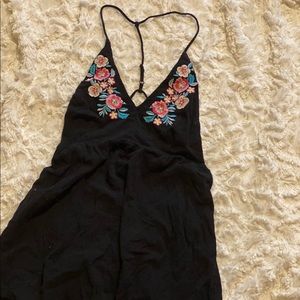 Black flowered swim coverup